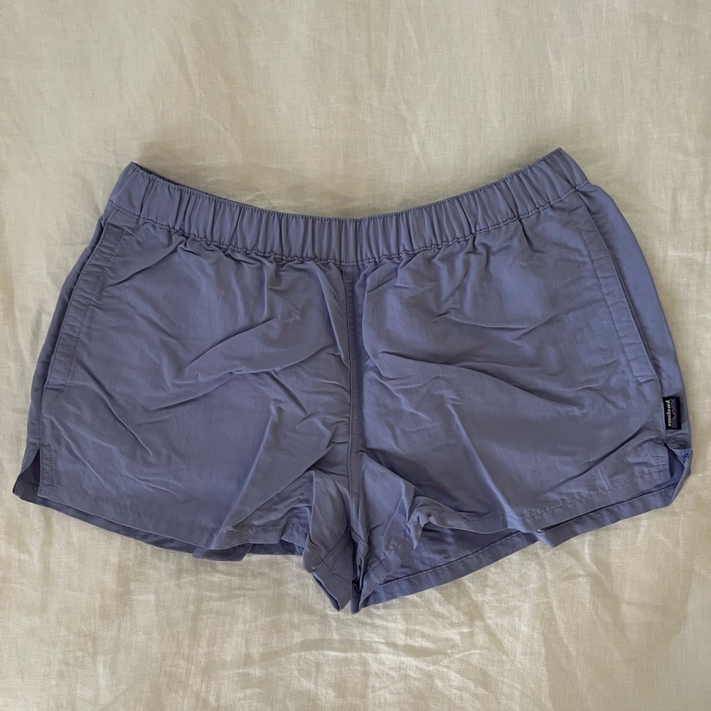Purple Patagonia baggie shorts.